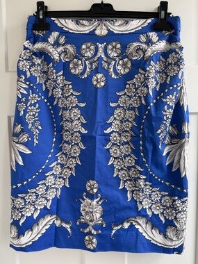New Anthropologie Yoana Baraschu sky blue white Gilded estate floral moldings 10